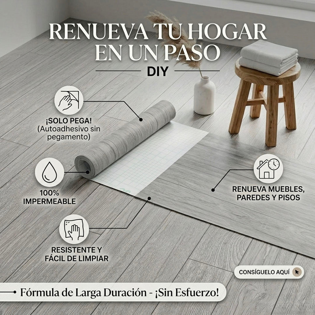 ROLLO PVC PREMIUM AUTOADHESIVO 60CM X 2M – RENUEVA TU HOGAR SIN OBRAS | ENVÍO GRATIS 🇬🇹