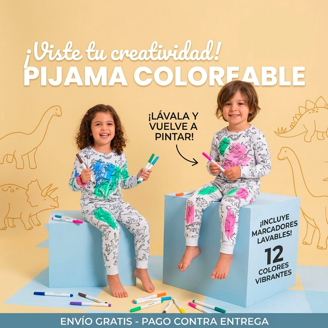 PIJAMA PARA COLOREAR + KIT DE MARCADORES | ENVÍO GRATIS 😎